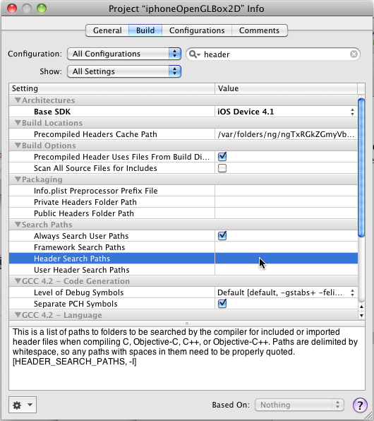 iPhone Box2D project settings header