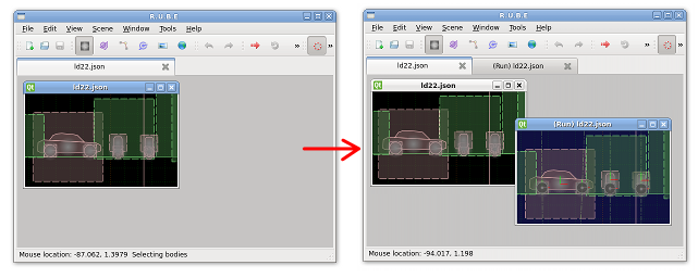 Player views can be distinguished by the (Run) prefix in the title bar ...